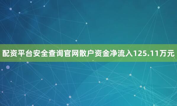配资平台安全查询官网散户资金净流入125.11万元